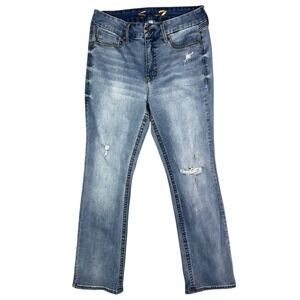 Seven7 Tummyless High Rise Distressed Boot Jeans Women Size 12 Western Cowgirl